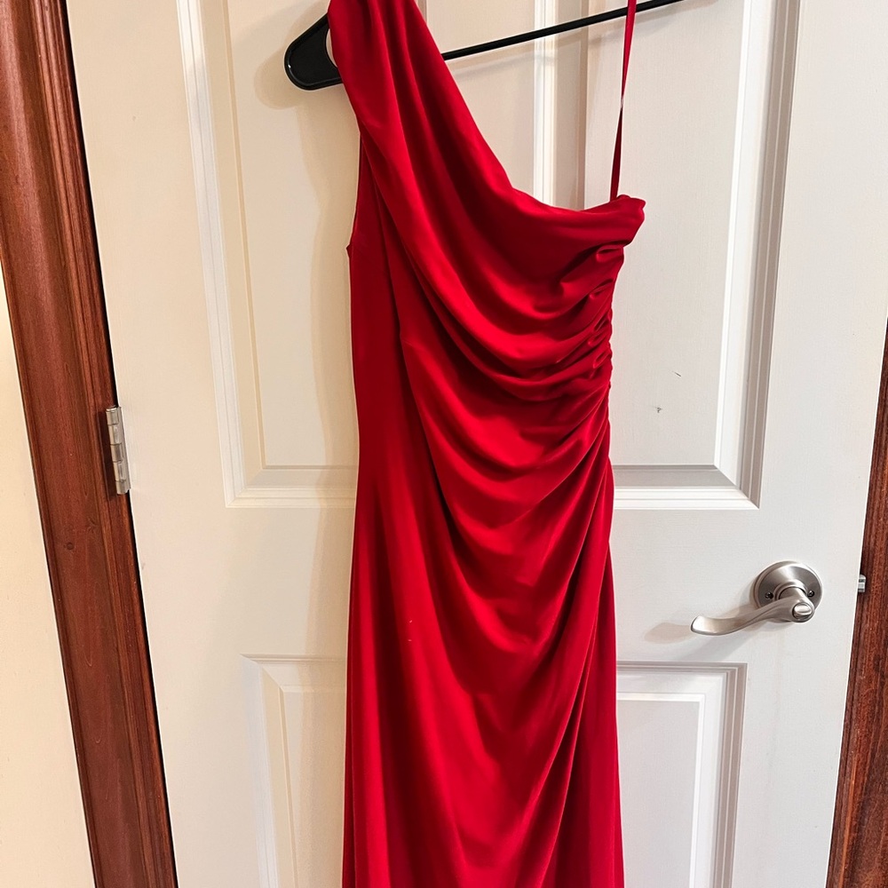Lauren Ralph Lauren Vibrant Red One-Shoulder Dress